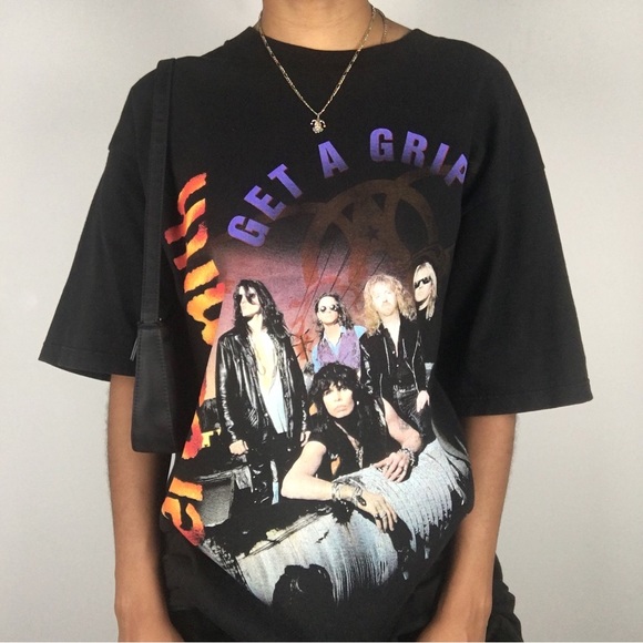 Vintage Tops - Vintage 1994 Aerosmith Get a Grip Band T-Shirt Tee 94 90s Vtg Black Large Rock